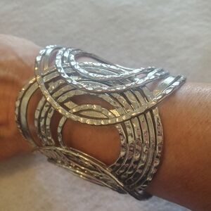 Silver Cuff Hammered Bracelet
